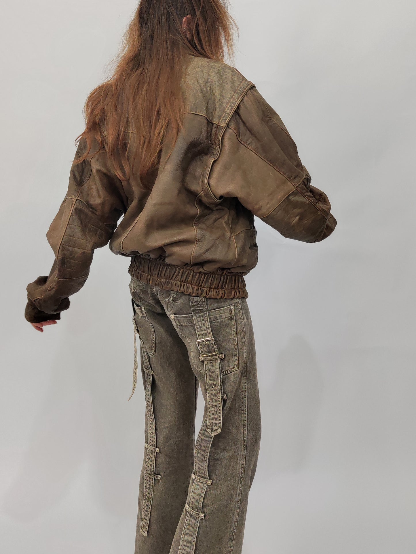 '80s Distressed Leather Bomber - Def.