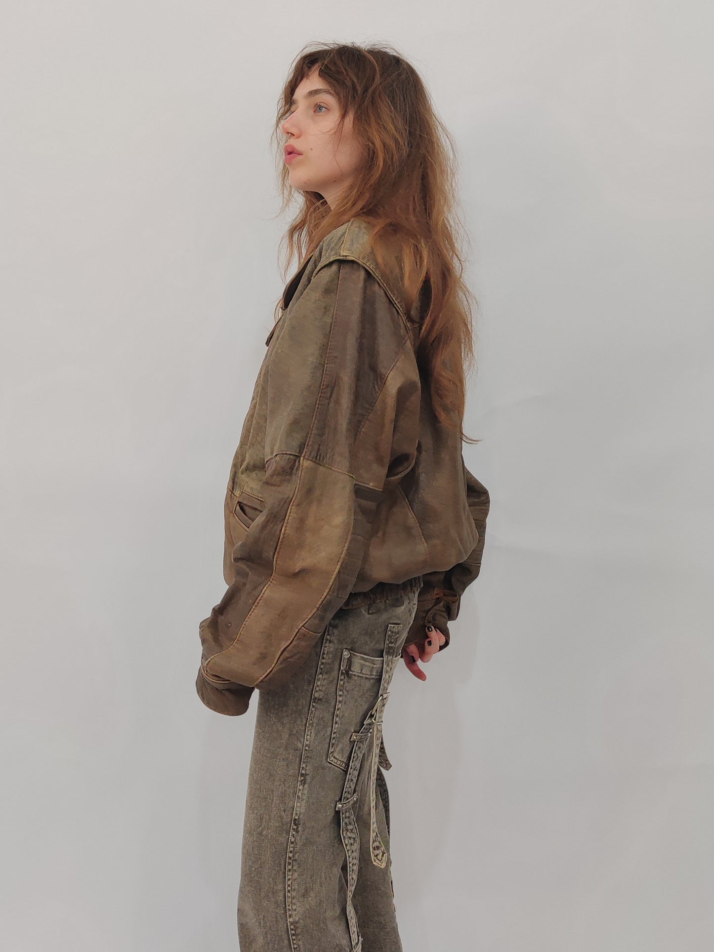'80s Distressed Leather Bomber - Def.