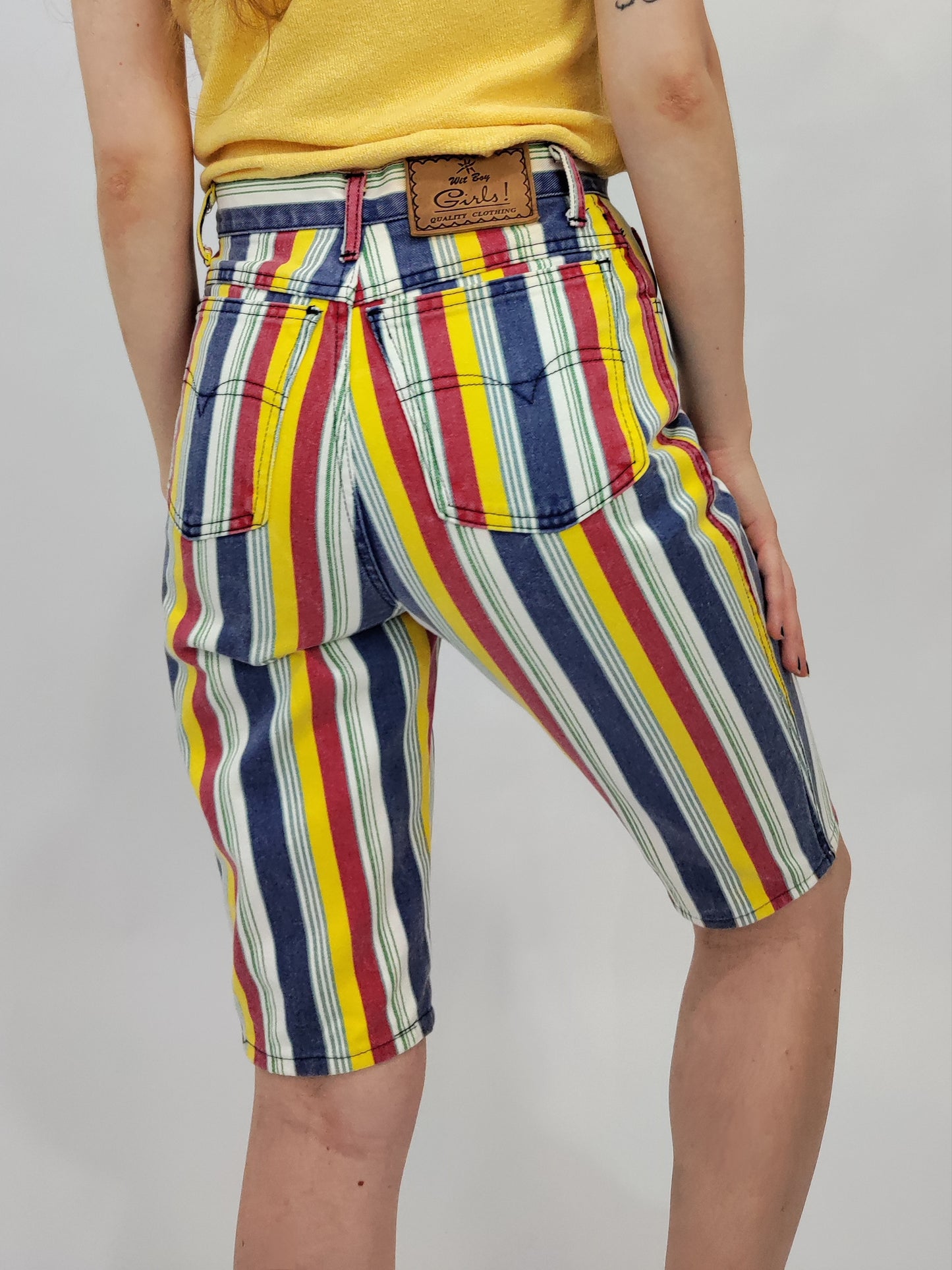 Striped Denim Shorts