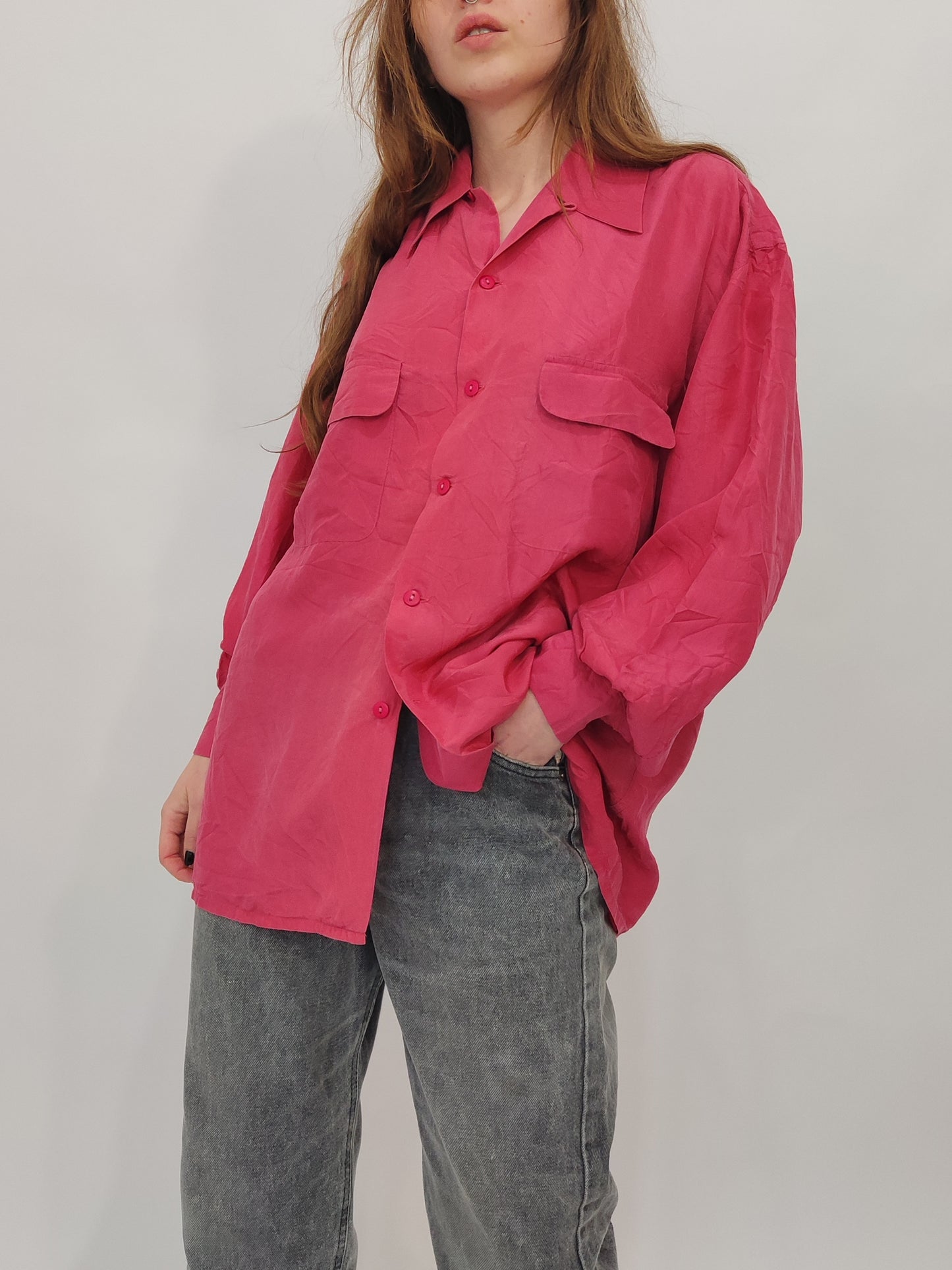 Vintage Coral Silk Shirt