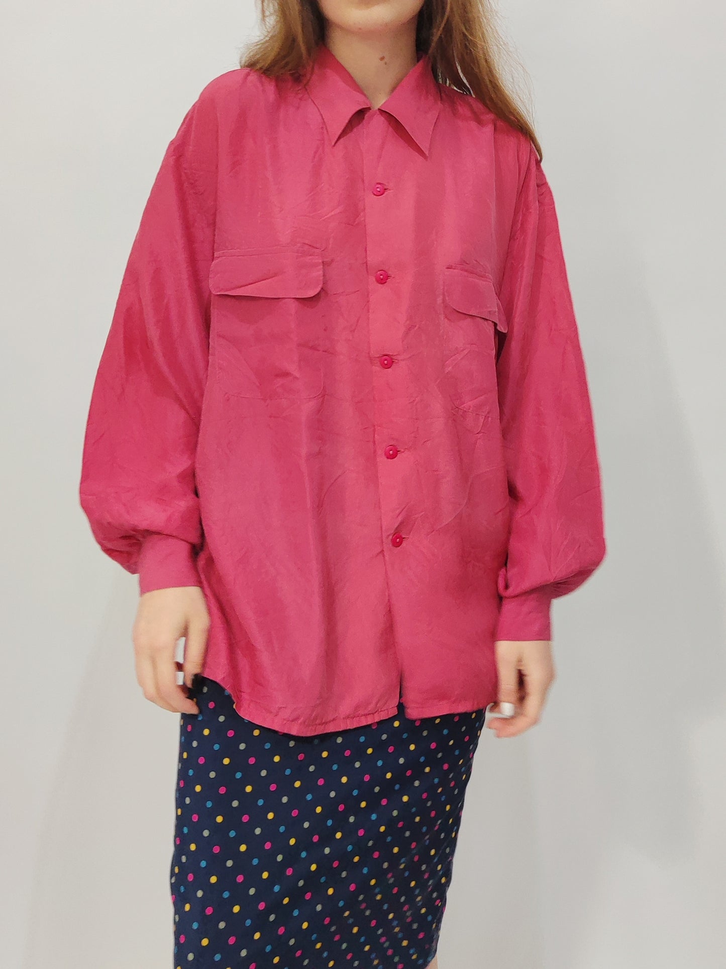 Vintage Coral Silk Shirt