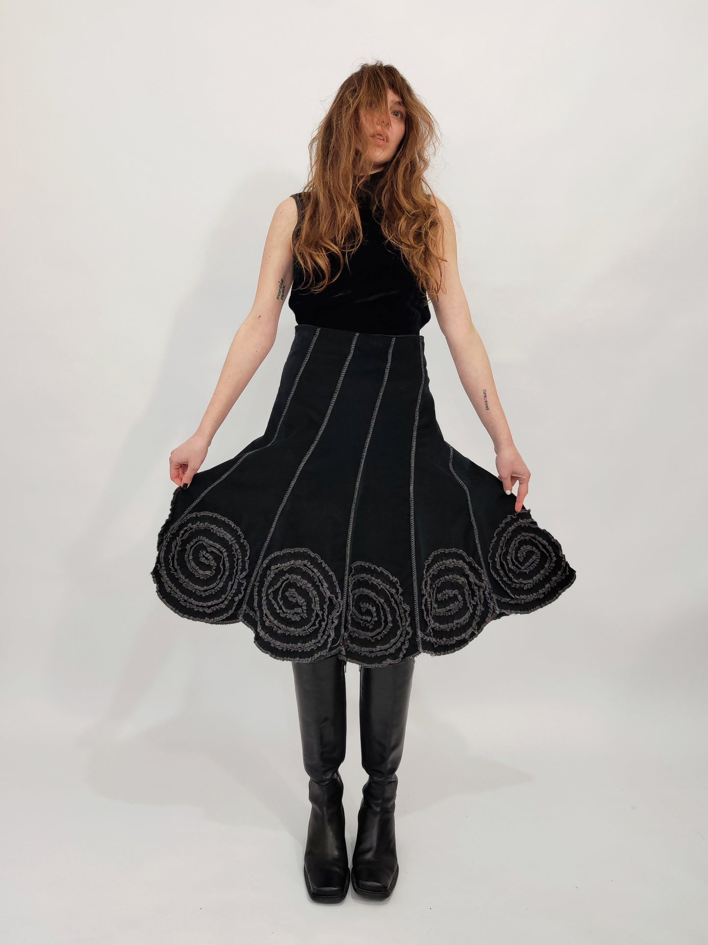 Y2K Velour Midi Skirt