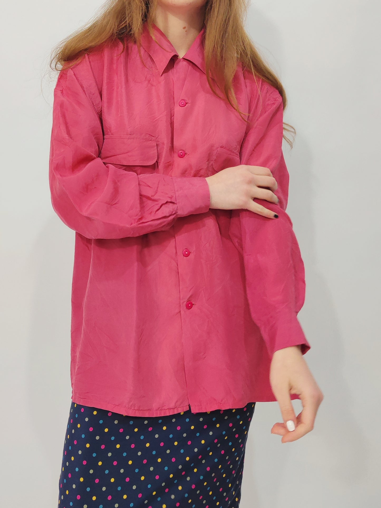 Vintage Coral Silk Shirt