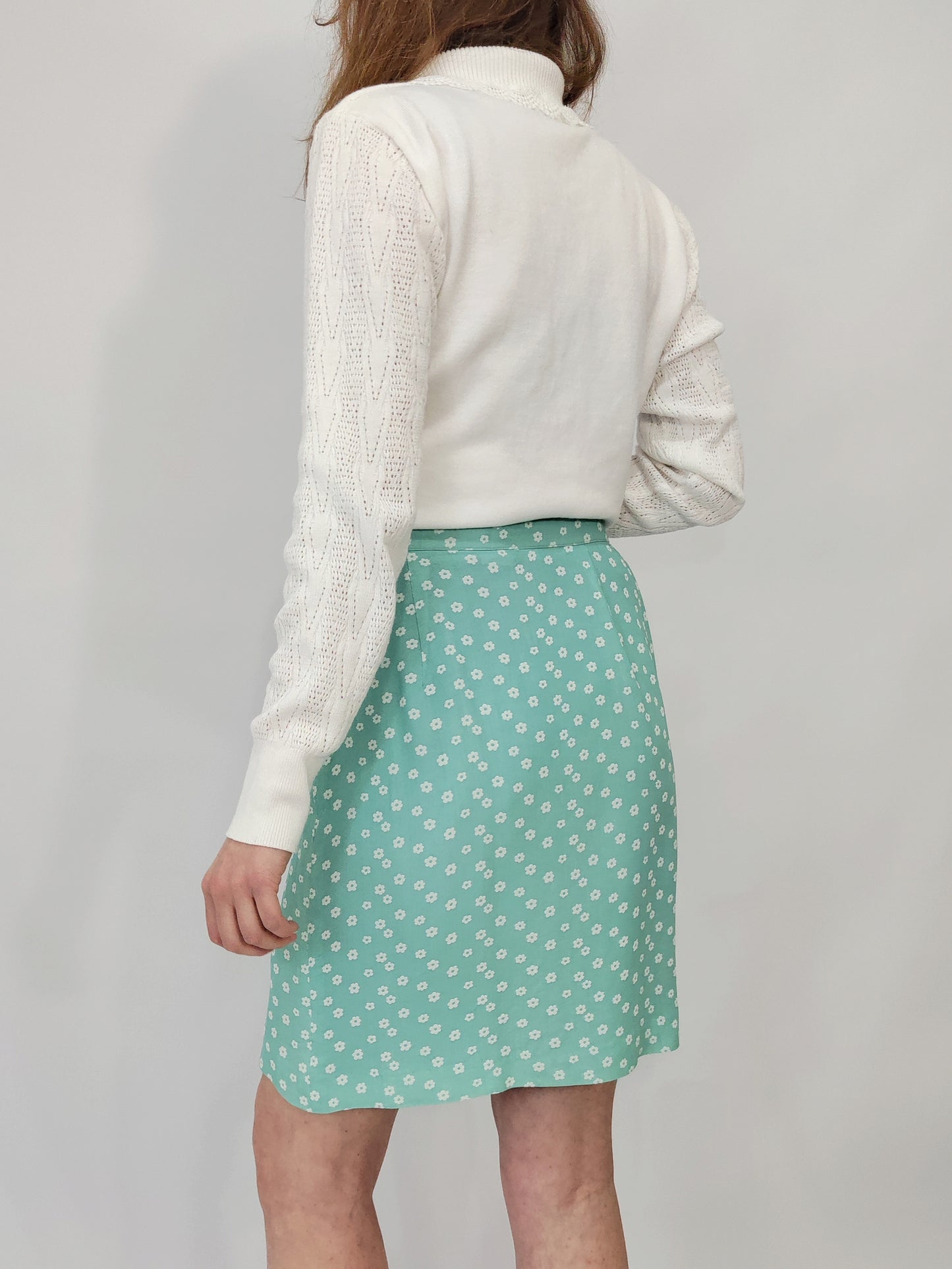 Vintage Mint Floral Skirt