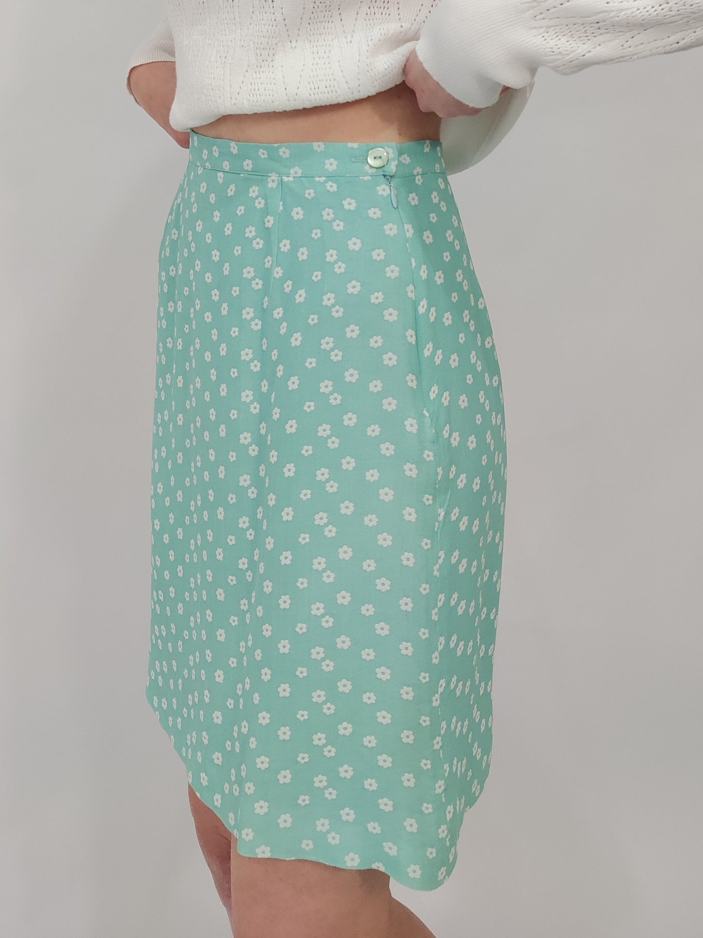 Vintage Mint Floral Skirt