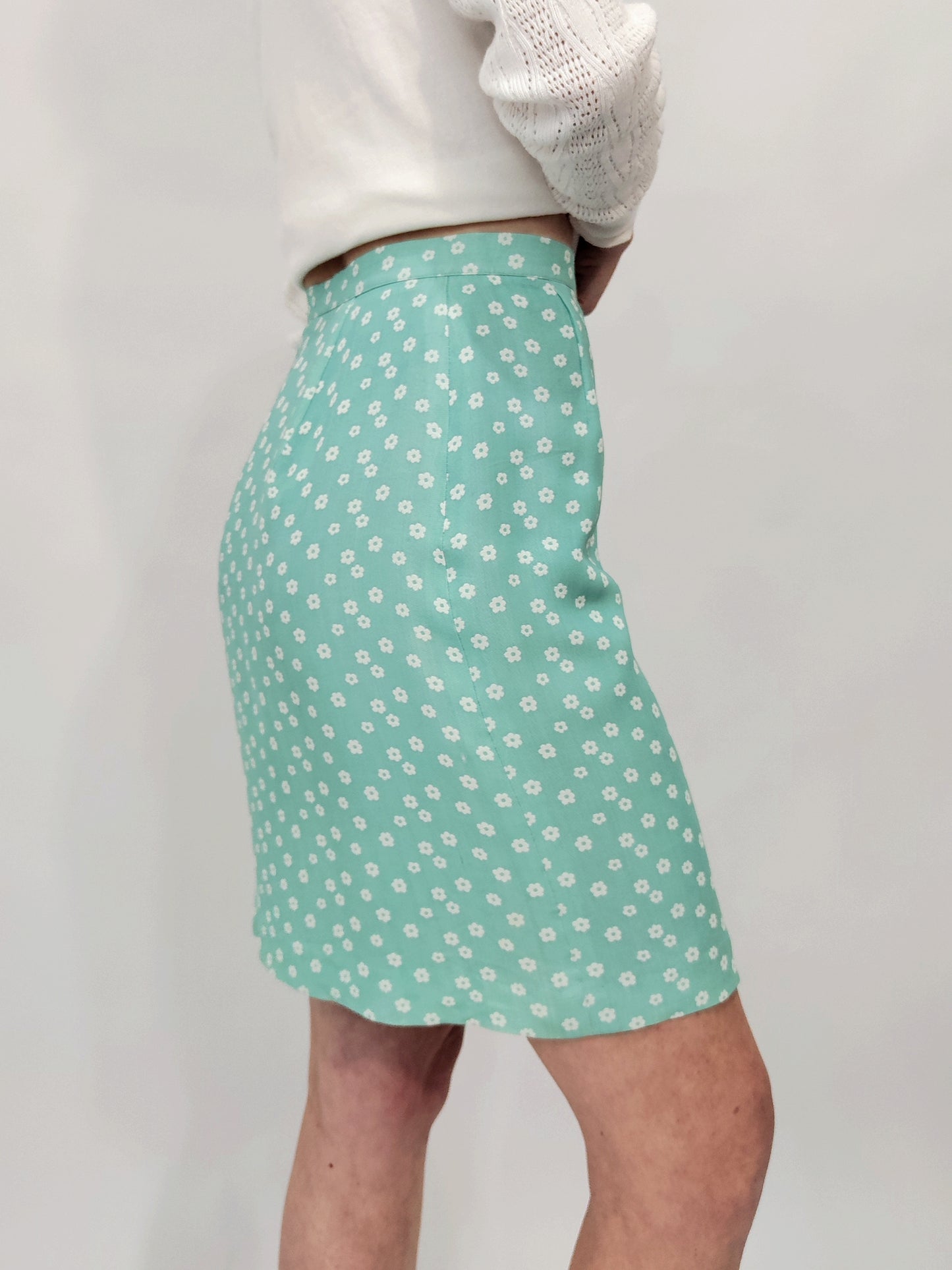 Vintage Mint Floral Skirt