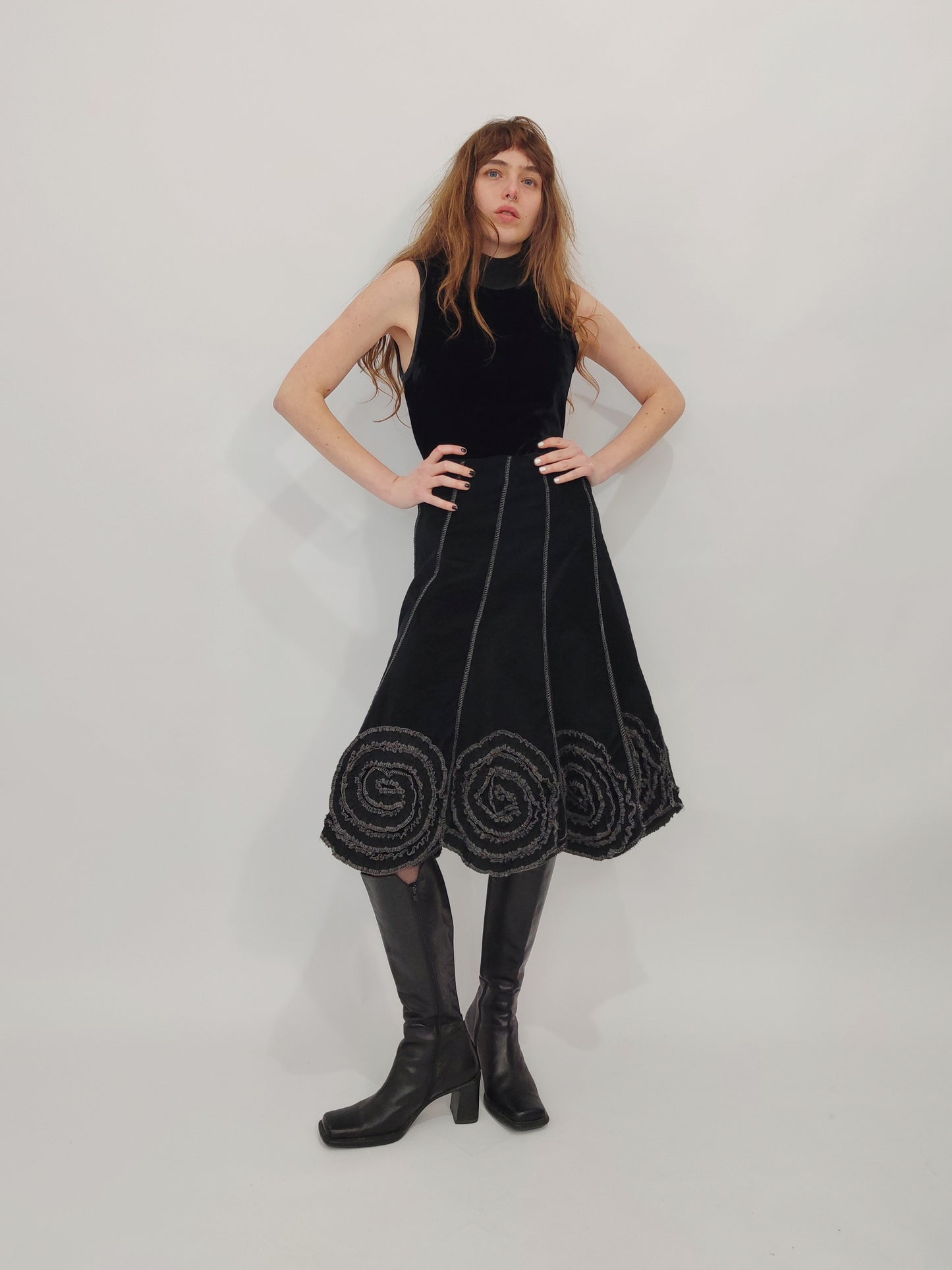 Y2K Velour Midi Skirt