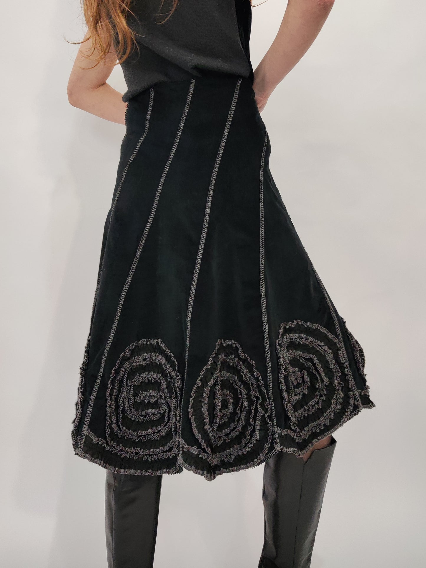 Y2K Velour Midi Skirt