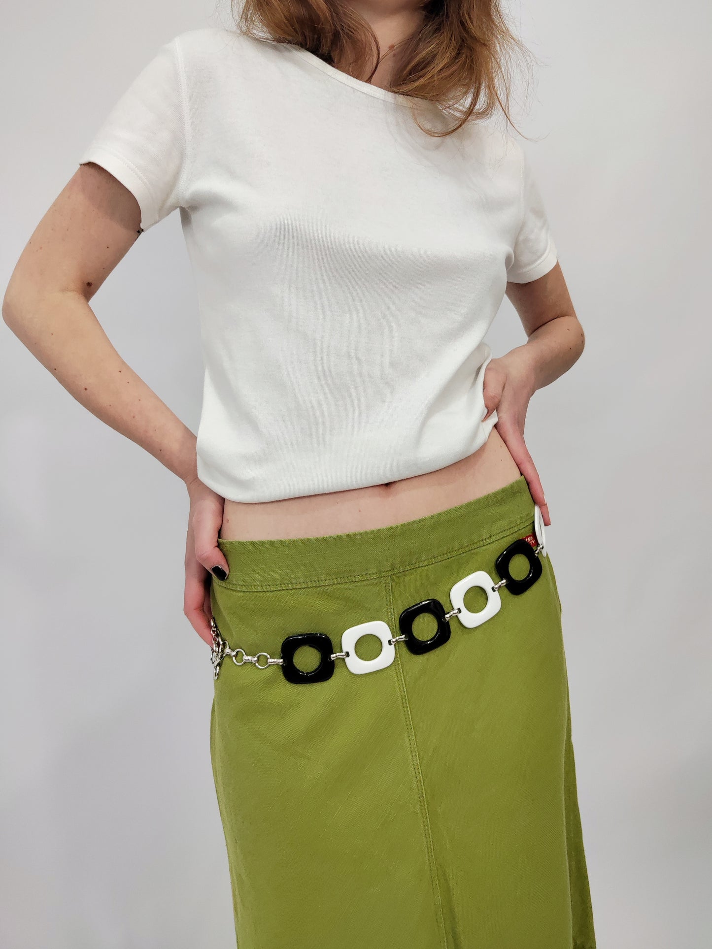 '90s Black & White Chain Belt