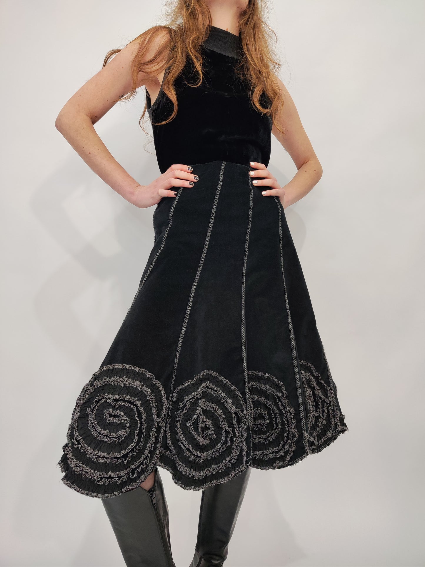 Y2K Velour Midi Skirt
