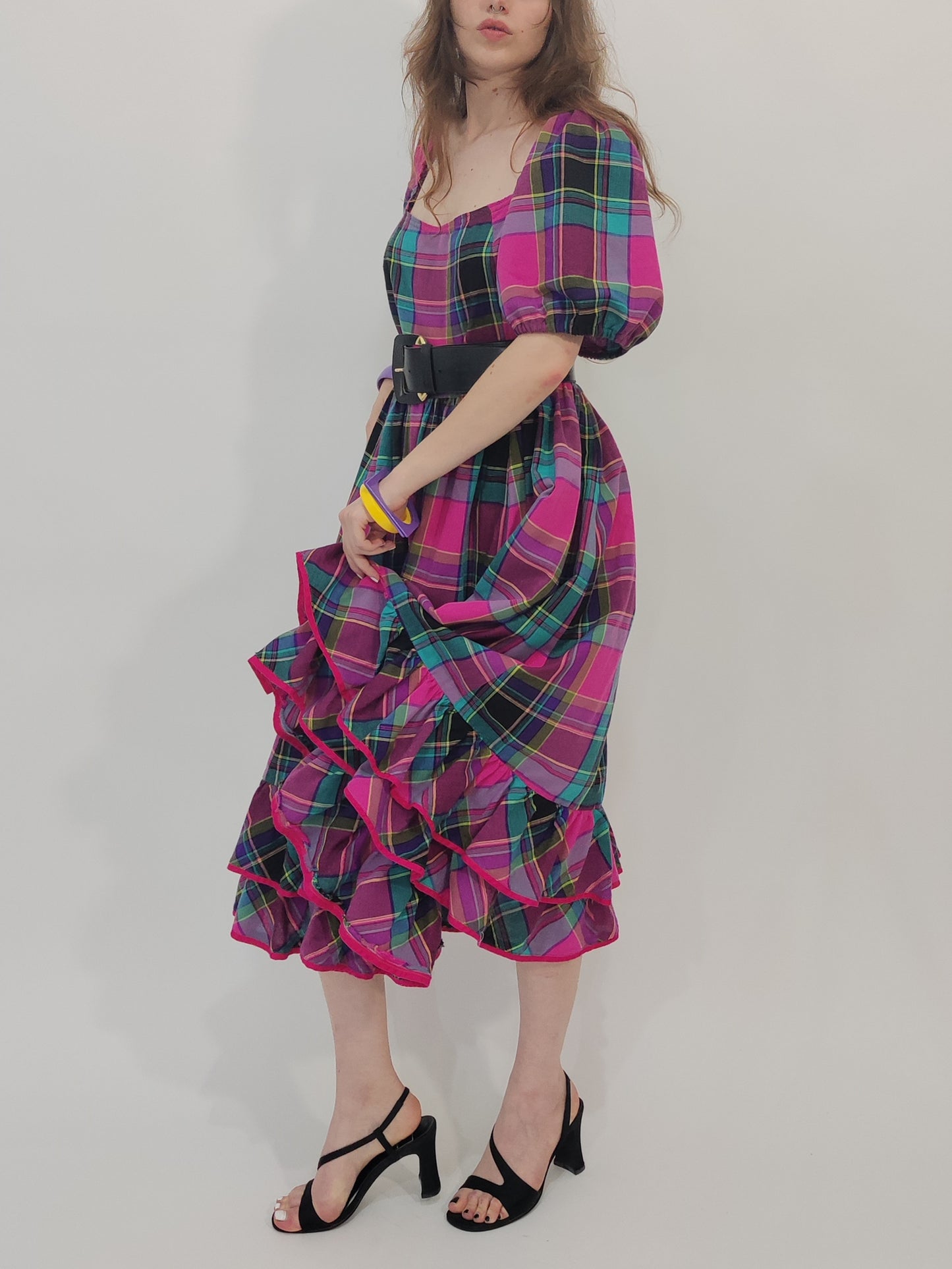 '80s Vintage Tailored Checkered Dress