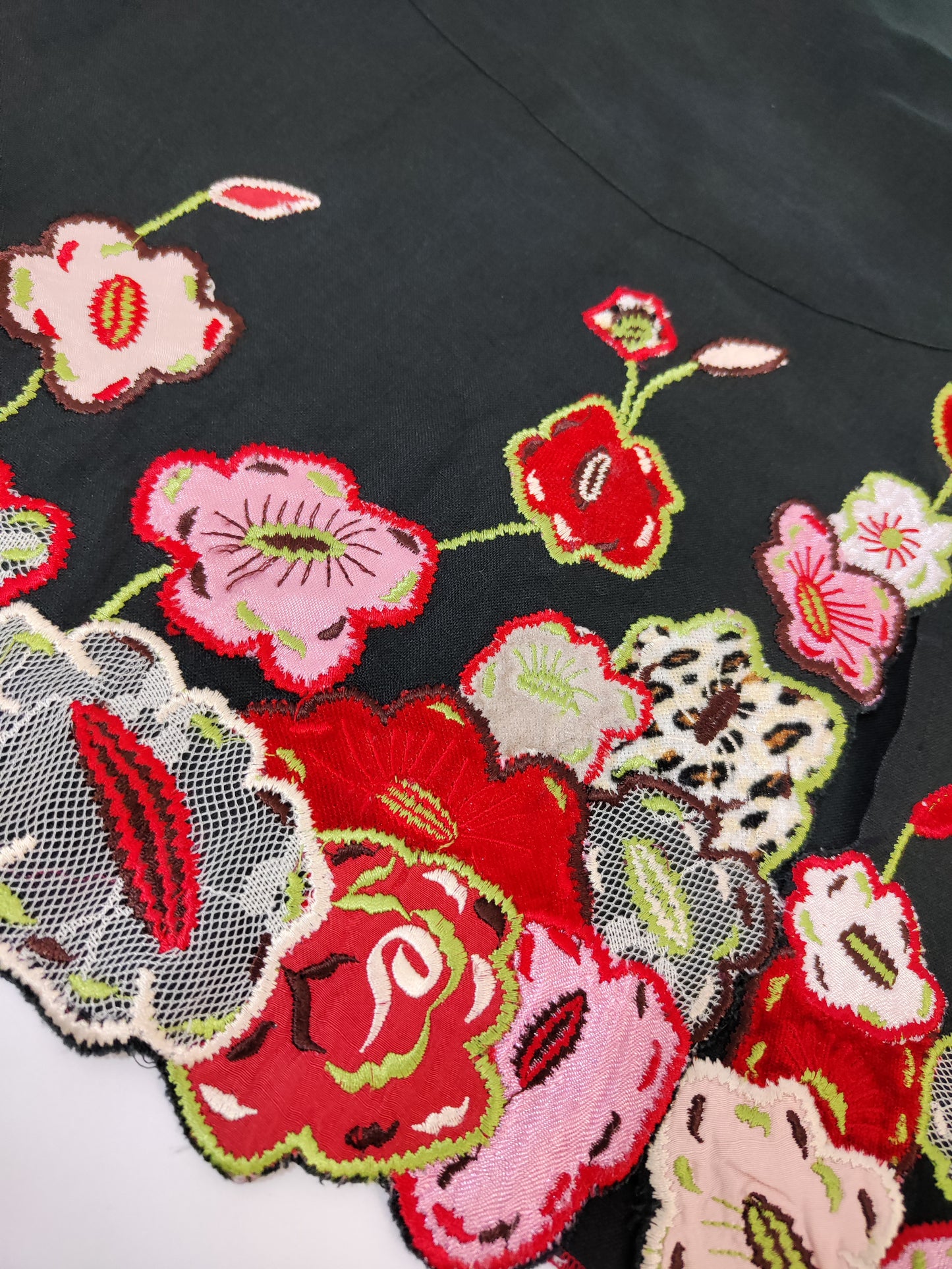 '80s Linen Embroidered Skirt - S/M