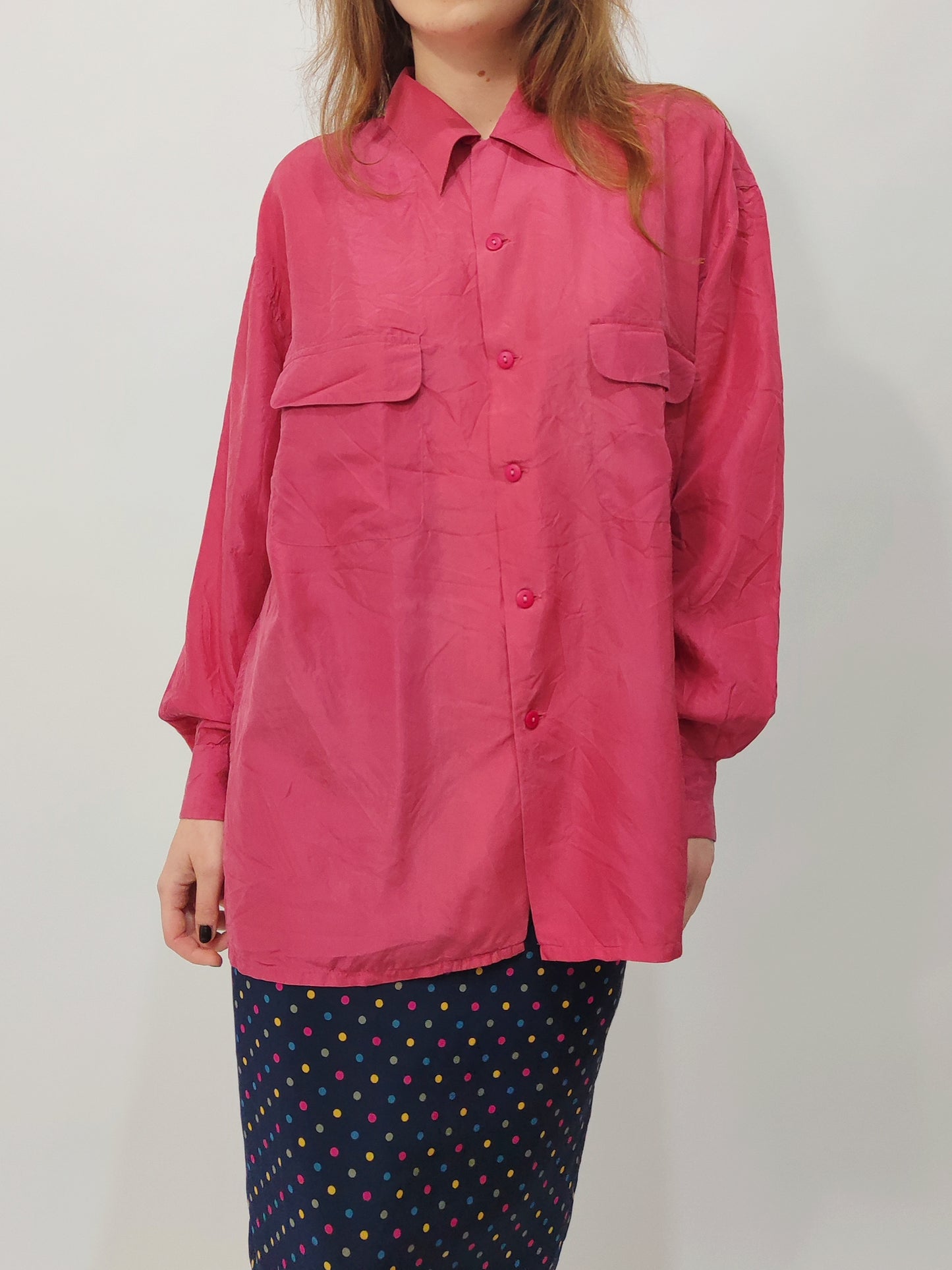 Vintage Coral Silk Shirt
