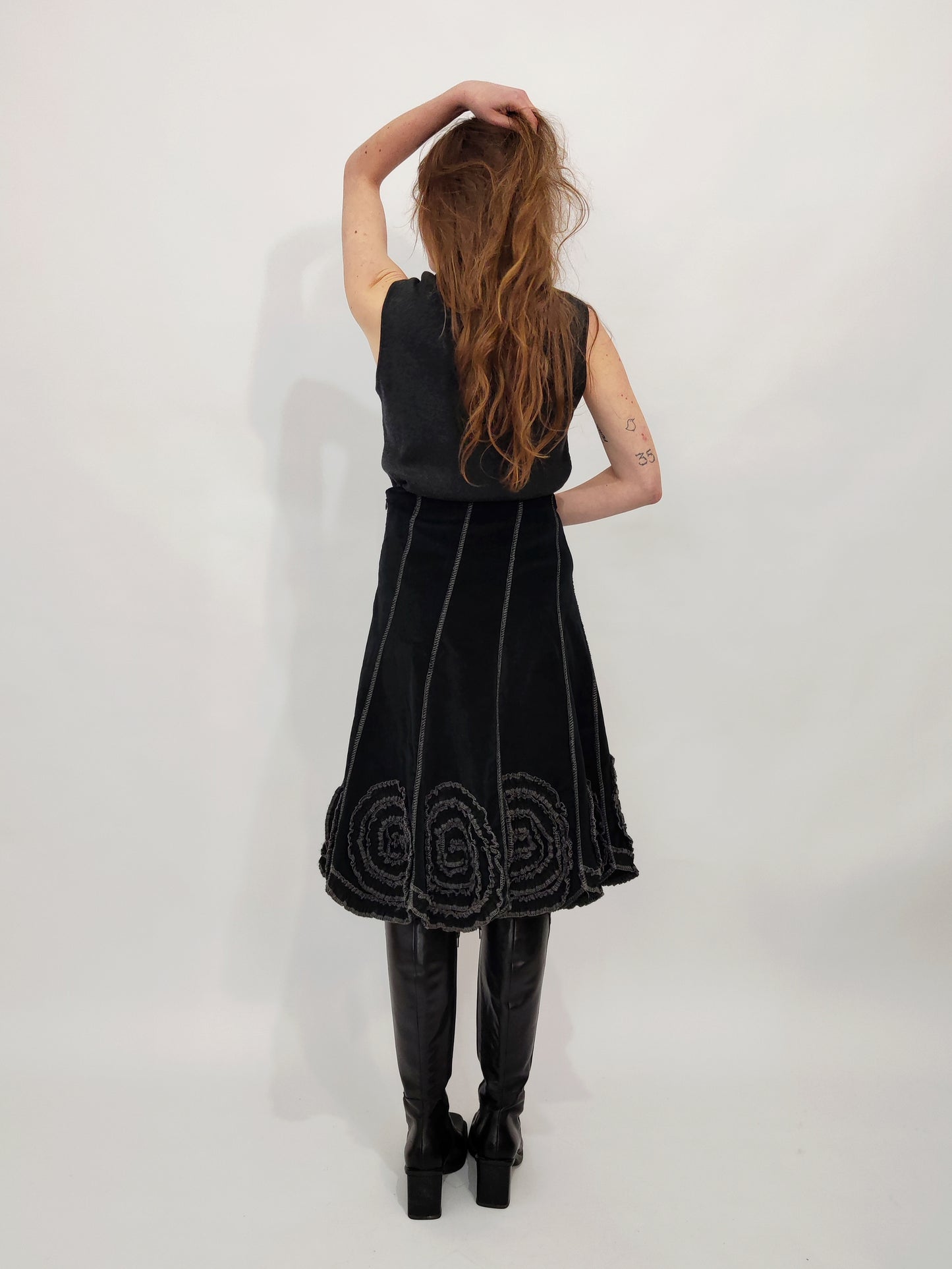 Y2K Velour Midi Skirt