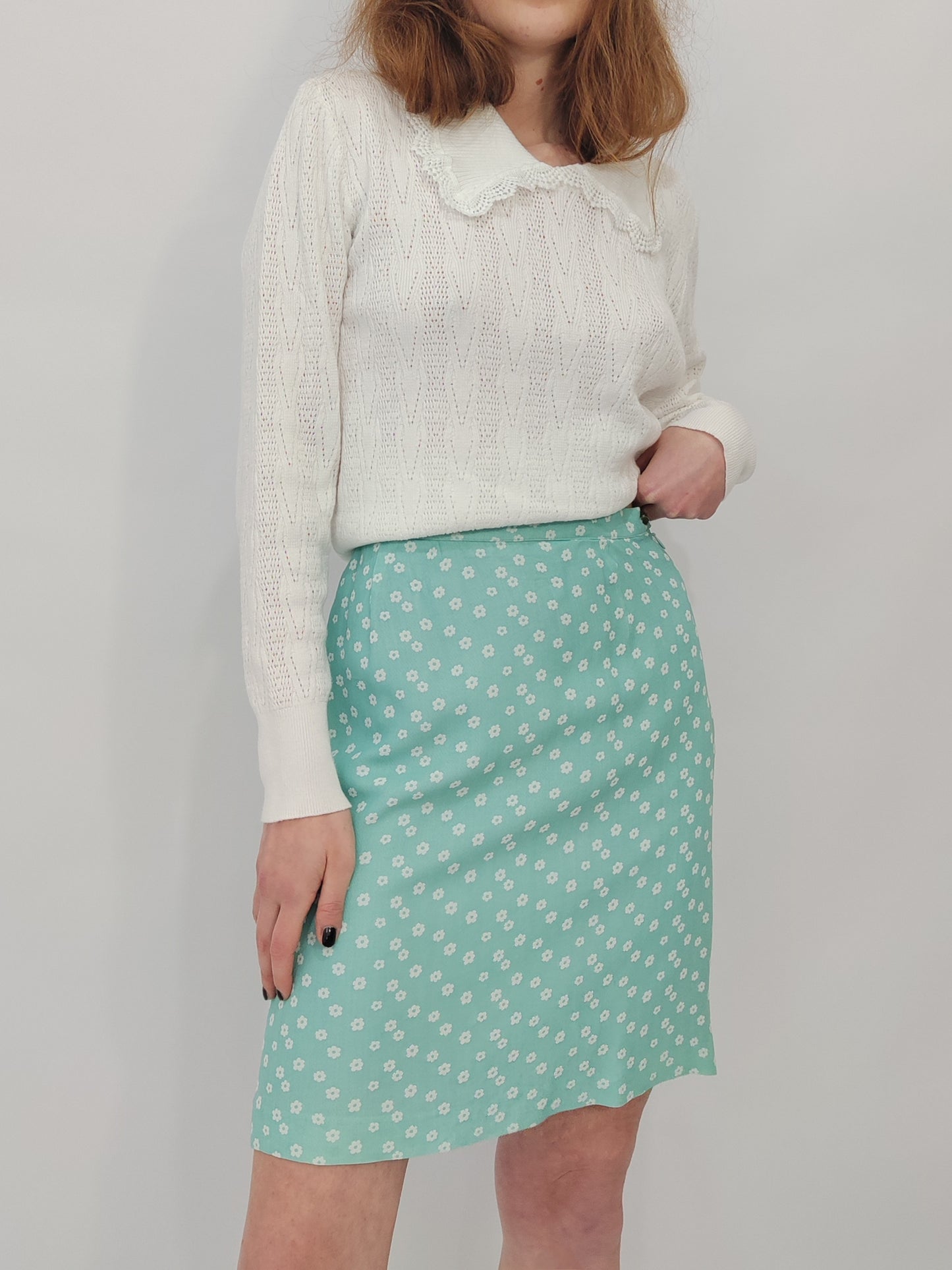 Vintage Mint Floral Skirt