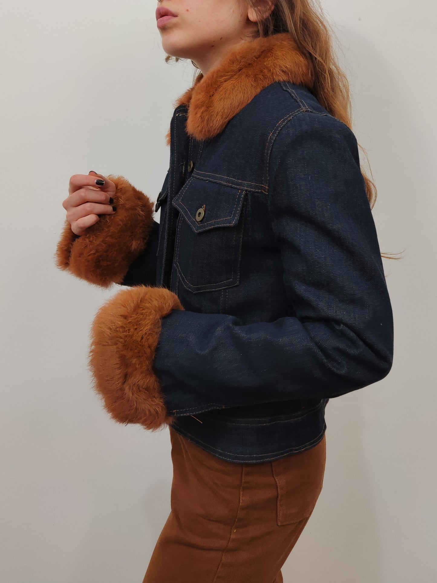 Vintage Fur Denim Trucker - Size S
