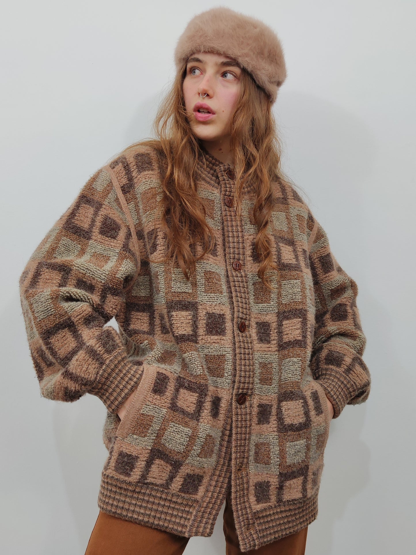 '80s Wool Maxi Cardigan - Size L