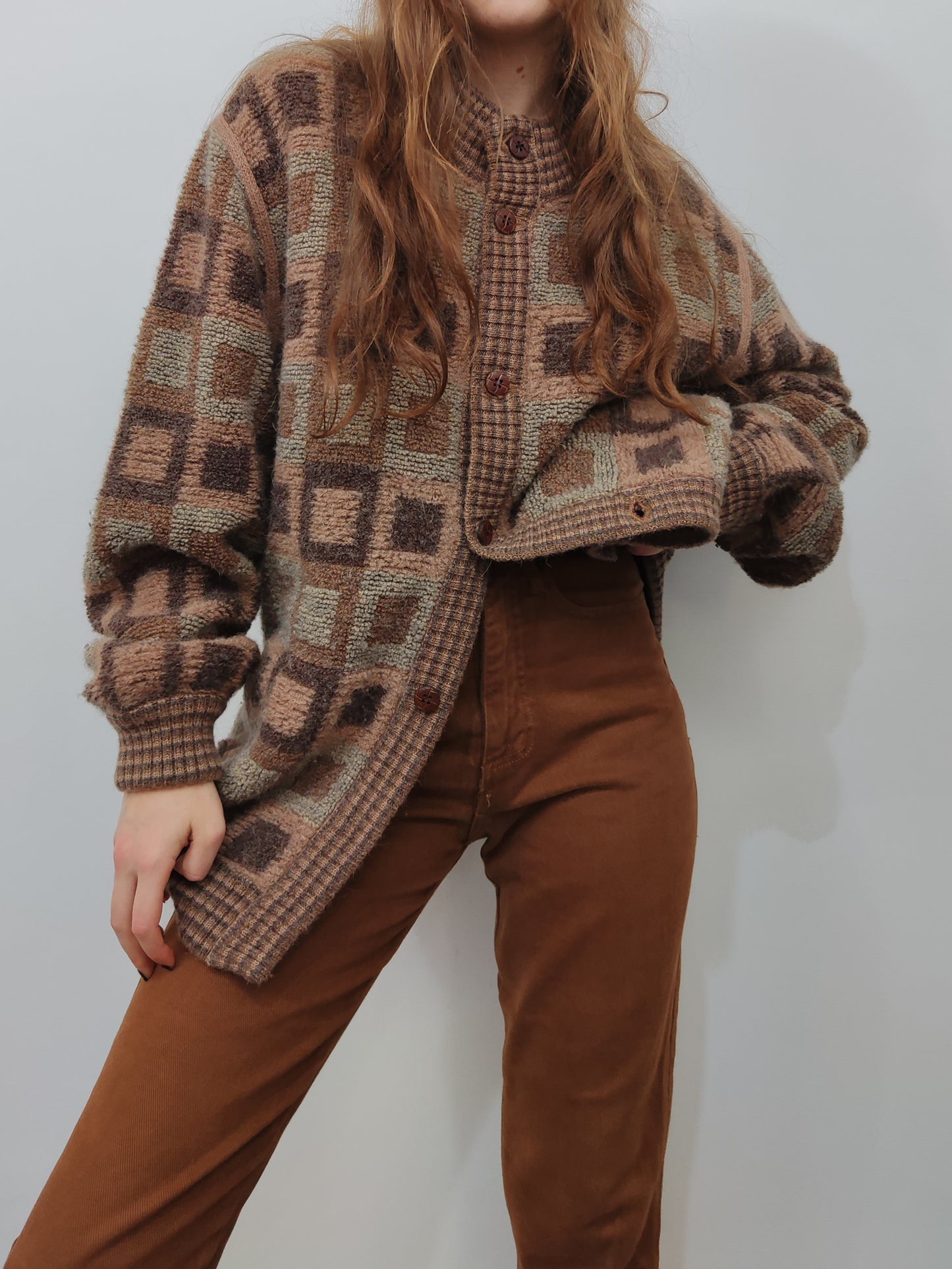 '80s Wool Maxi Cardigan - Size L