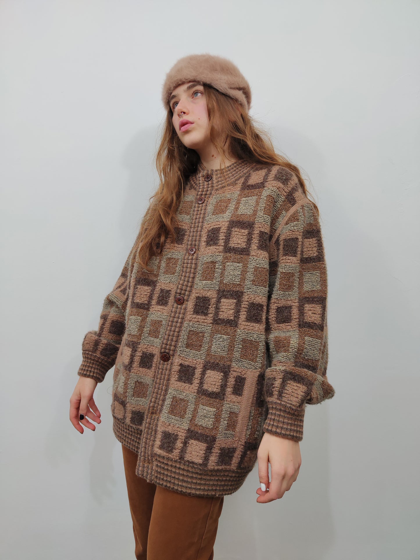 '80s Wool Maxi Cardigan - Size L