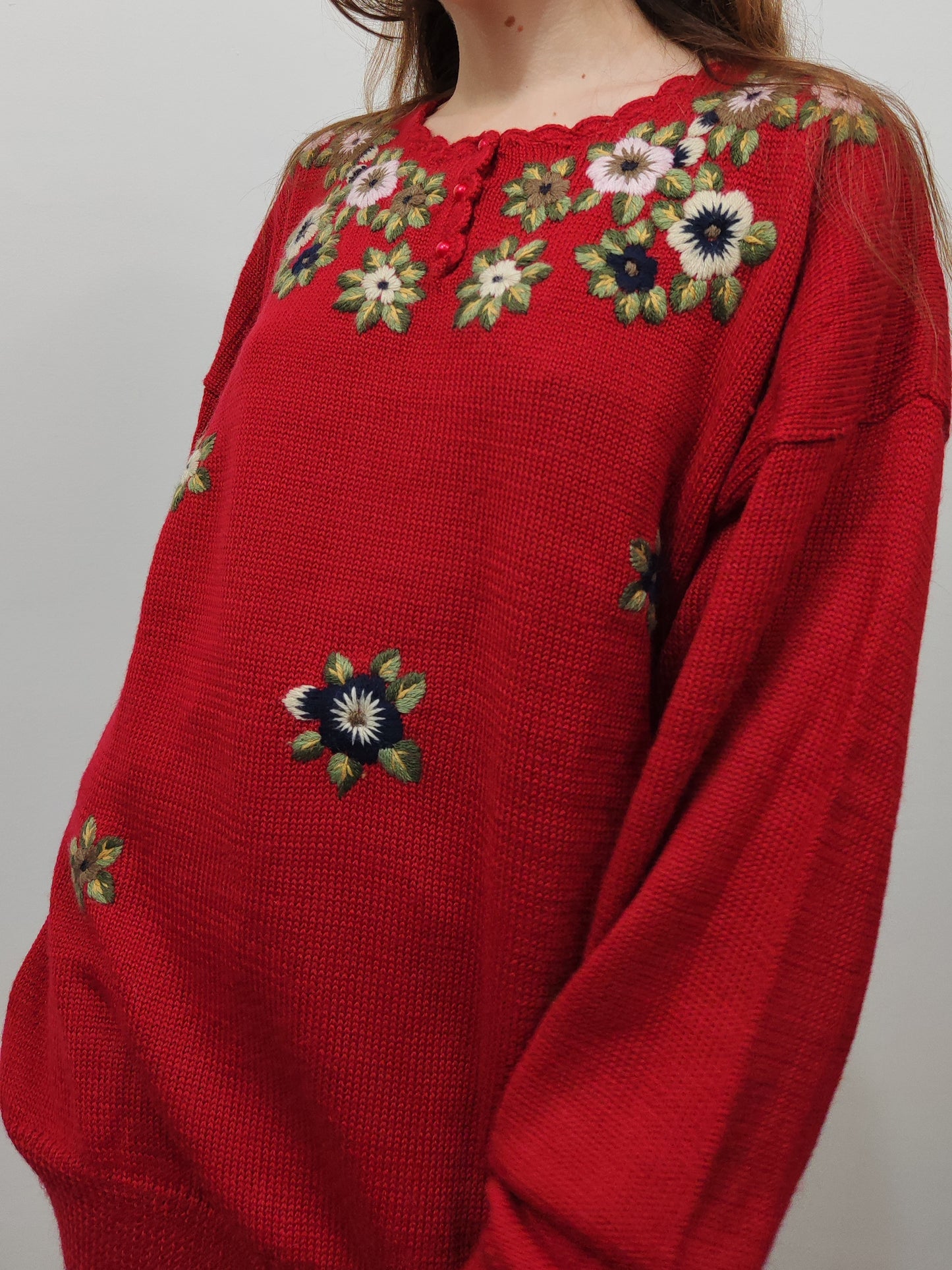 Floral Embroidered Wool Jumper