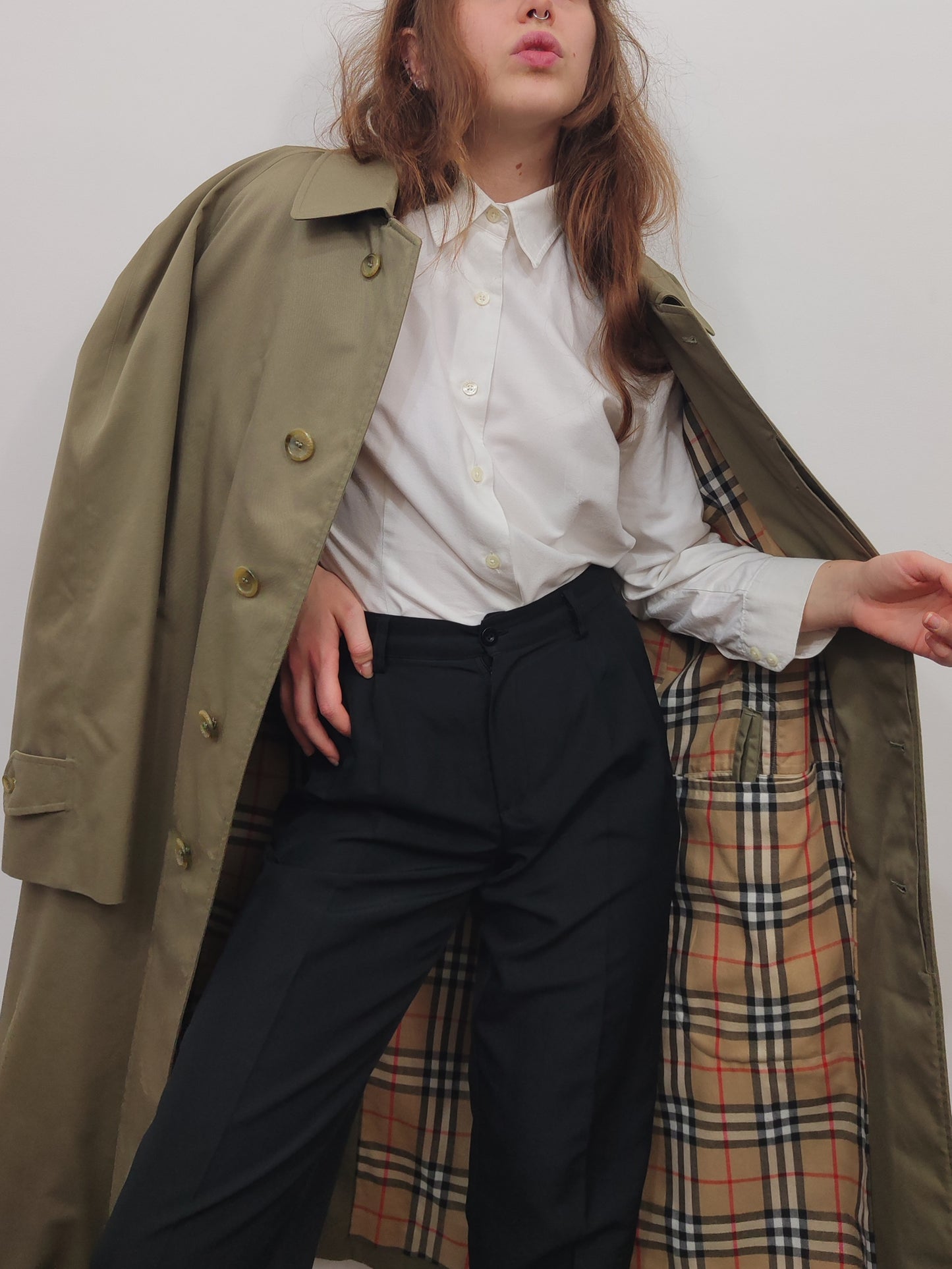 Burberrys Vintage Nova Check Trench - Khaki