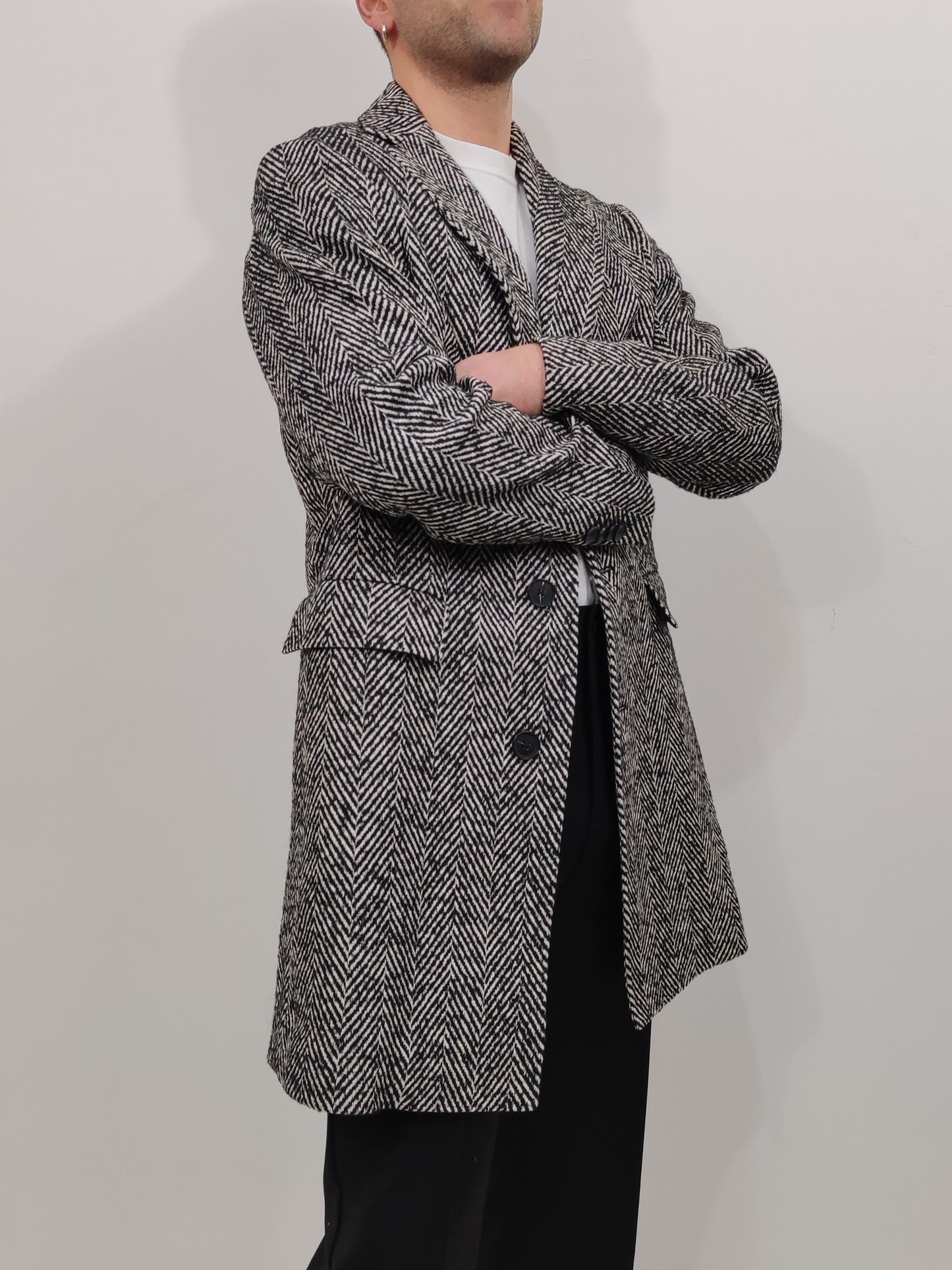 Bottega Martinese Black and White Coat - Size L