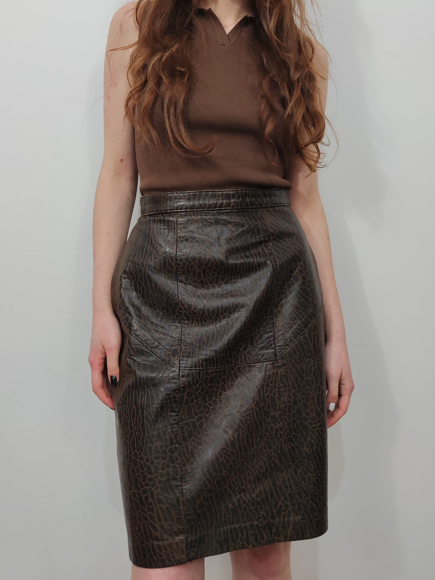 '80s Vintage Leather Skirt