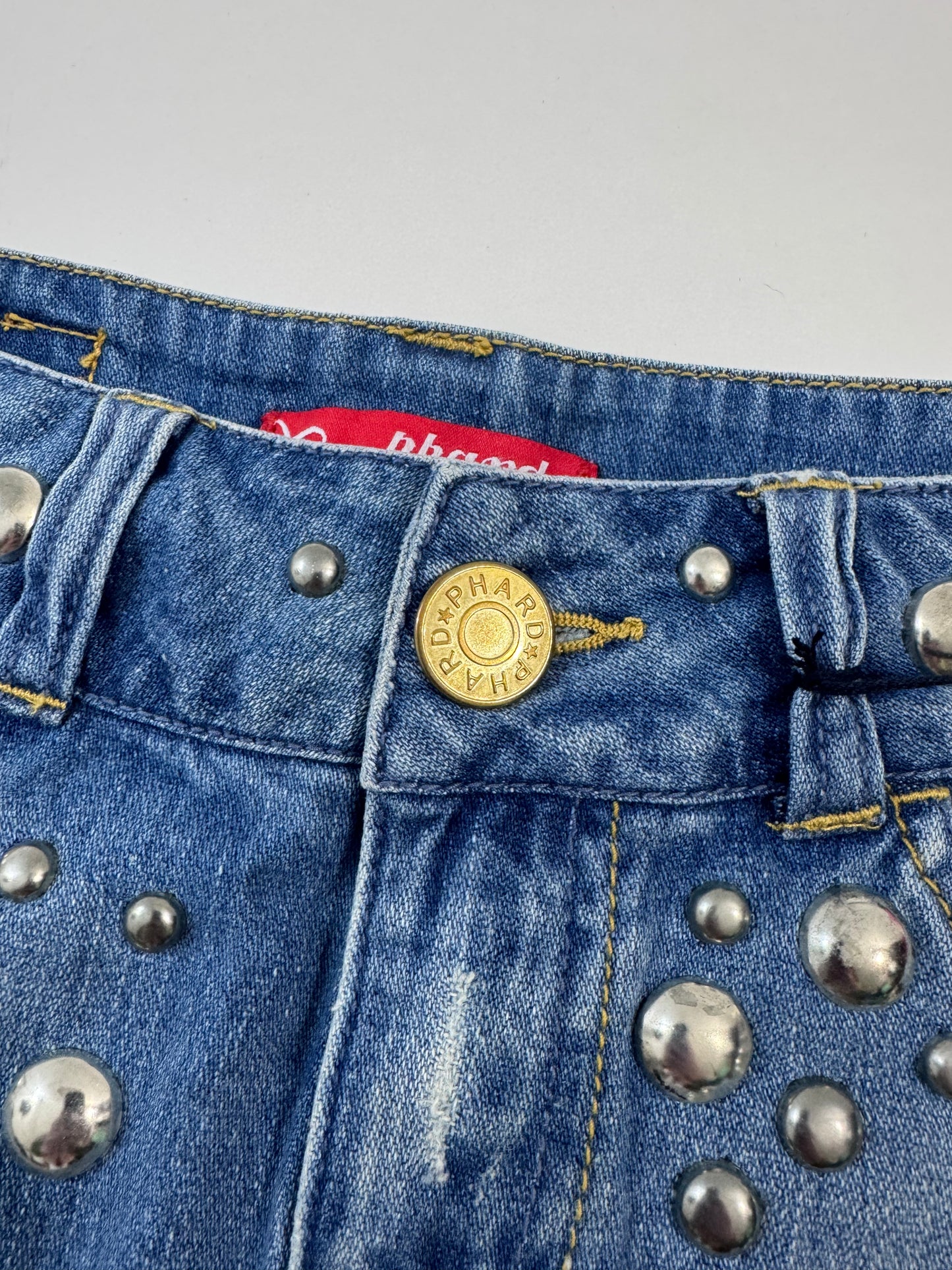 Low Waist Studded Denim Skirt - Deadstock