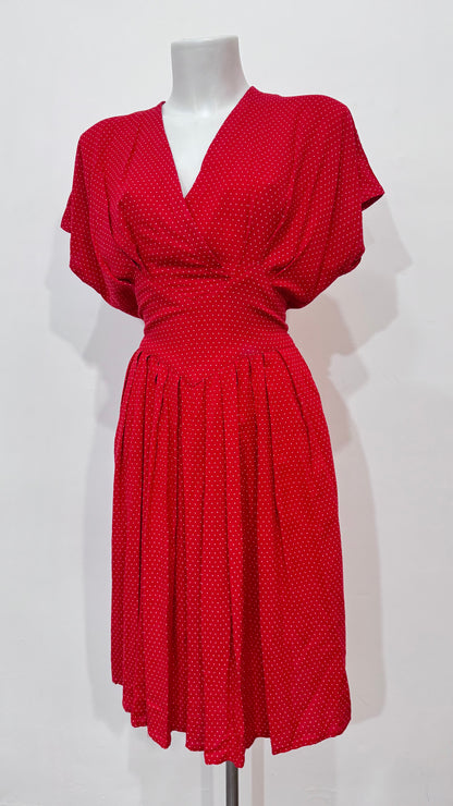 ‘80s Vintage Polka Dot Dress - M/L - Small Def.