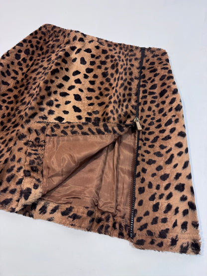 ‘90s Animal Print Faux Fur Skirt