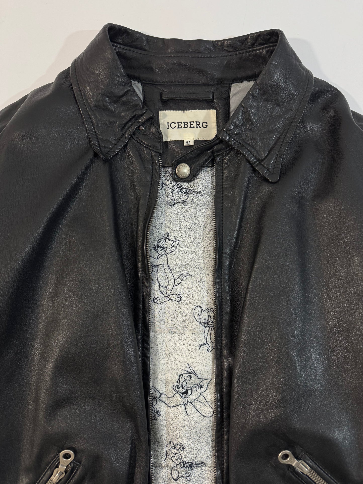 ARCHIVE - 1995 Iceberg Leather Bomber - Tom & Jerry Reflective Patch