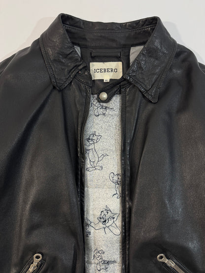 ARCHIVE - 1995 Iceberg Leather Bomber - Tom & Jerry Reflective Patch