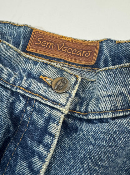 Sem Vaccaro Denim & Leather Skirt