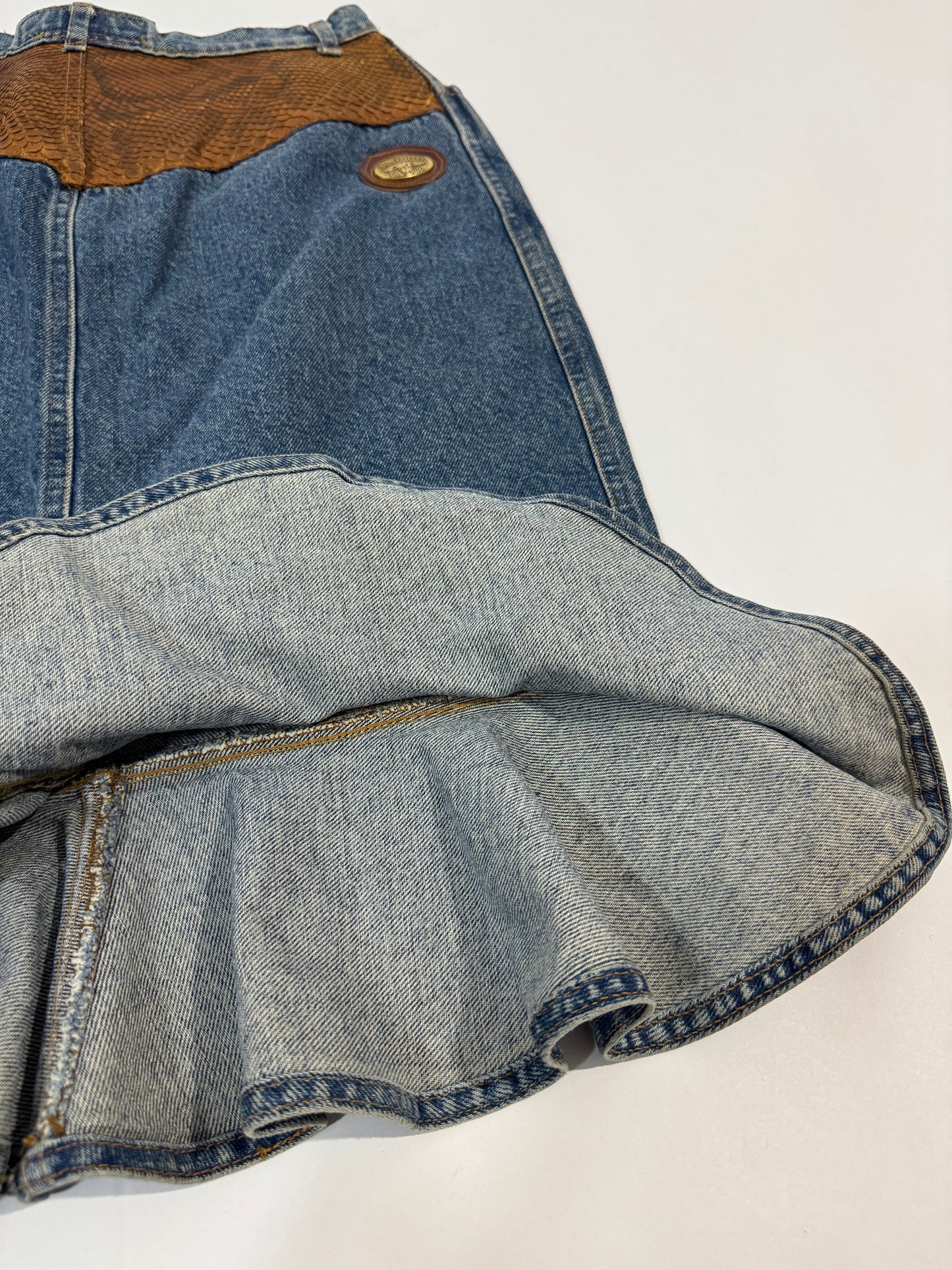 Sem Vaccaro Denim & Leather Skirt