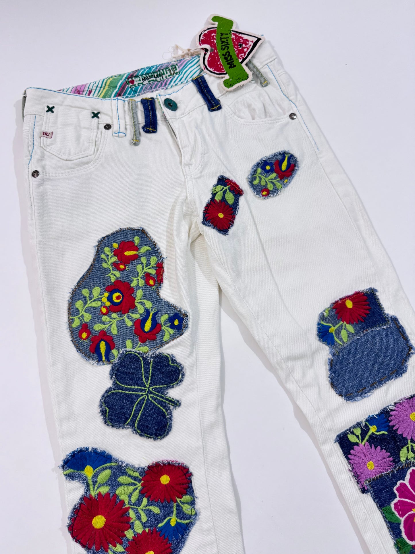 Miss Sixty Deadstock White Patchwork Jeans - XXXS