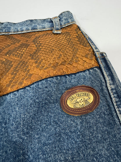 Sem Vaccaro Denim & Leather Skirt