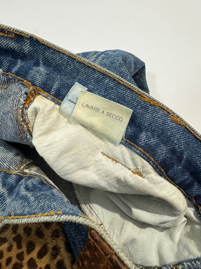 Sem Vaccaro Denim & Leather Skirt