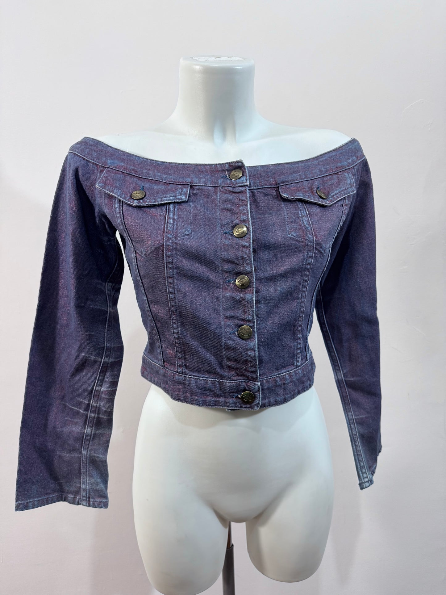 Just Cavalli Vintage Denim Off Shoulder Jacket