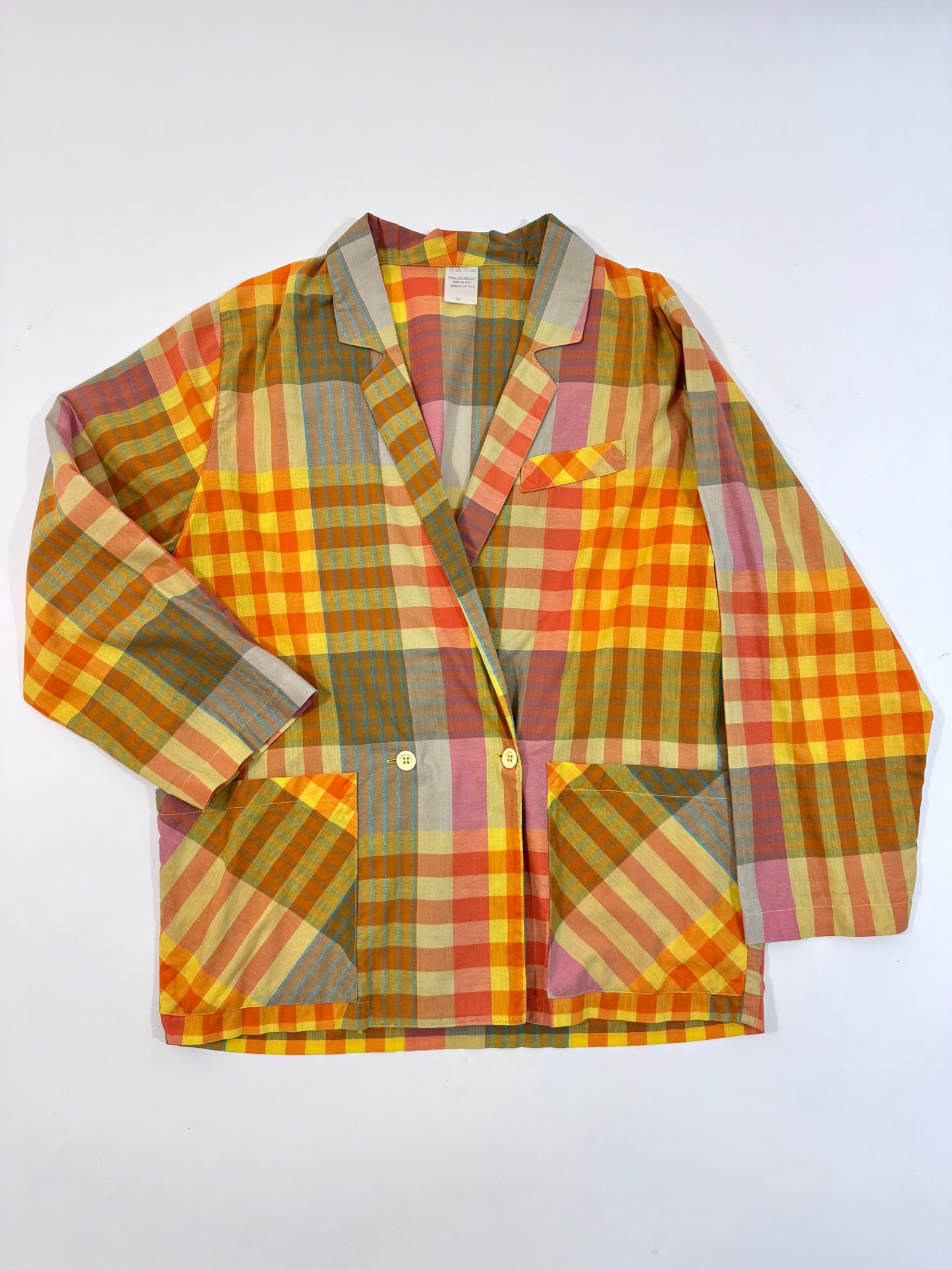 '80s Madras Cotton Oversized Blazer