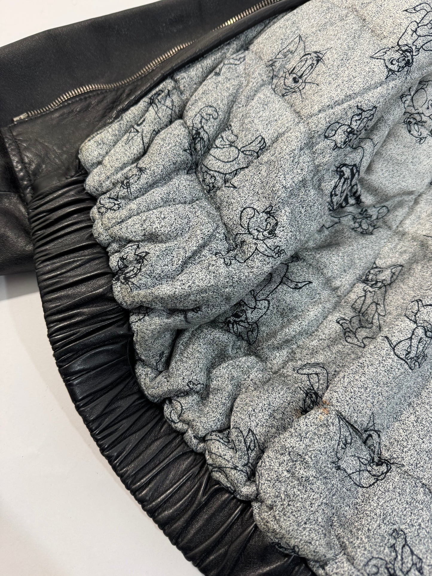 ARCHIVE - 1995 Iceberg Leather Bomber - Tom & Jerry Reflective Patch