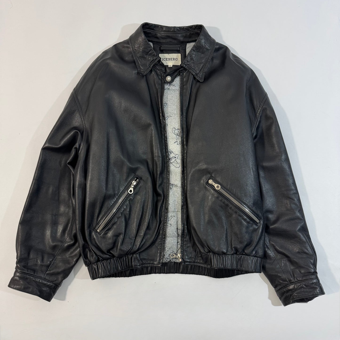 ARCHIVE - 1995 Iceberg Leather Bomber - Tom & Jerry Reflective Patch