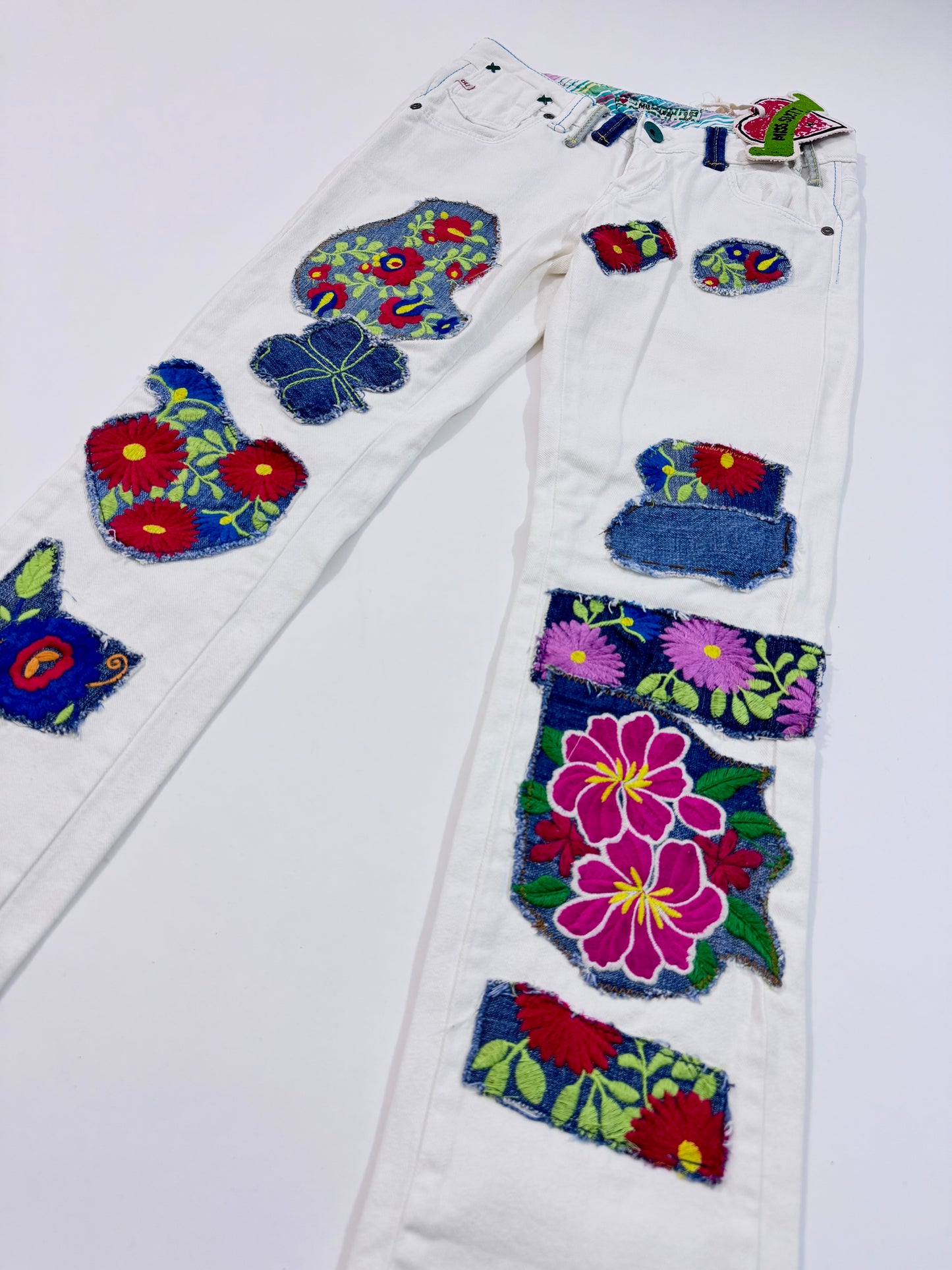 Miss Sixty Deadstock White Patchwork Jeans - XXXS