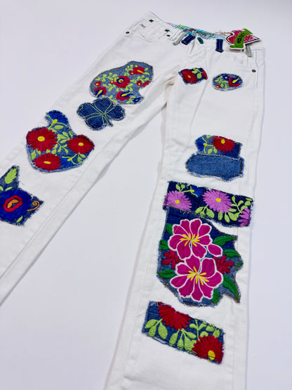 Miss Sixty Deadstock White Patchwork Jeans - XXXS