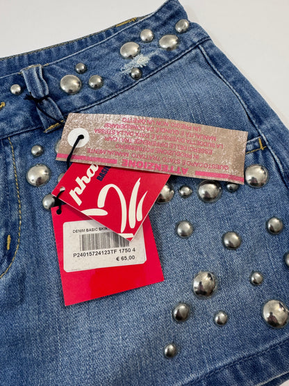 Low Waist Studded Denim Skirt - Deadstock