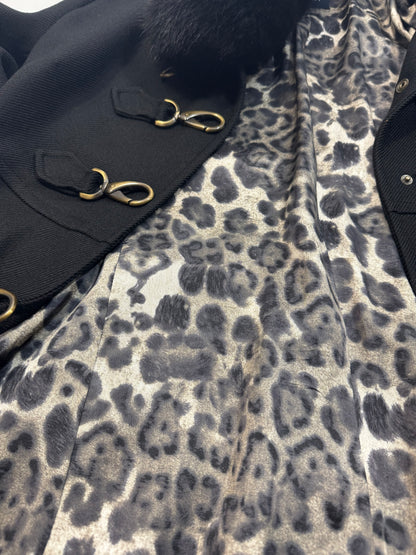 100% Wool Hooked Coat, Fur Collar