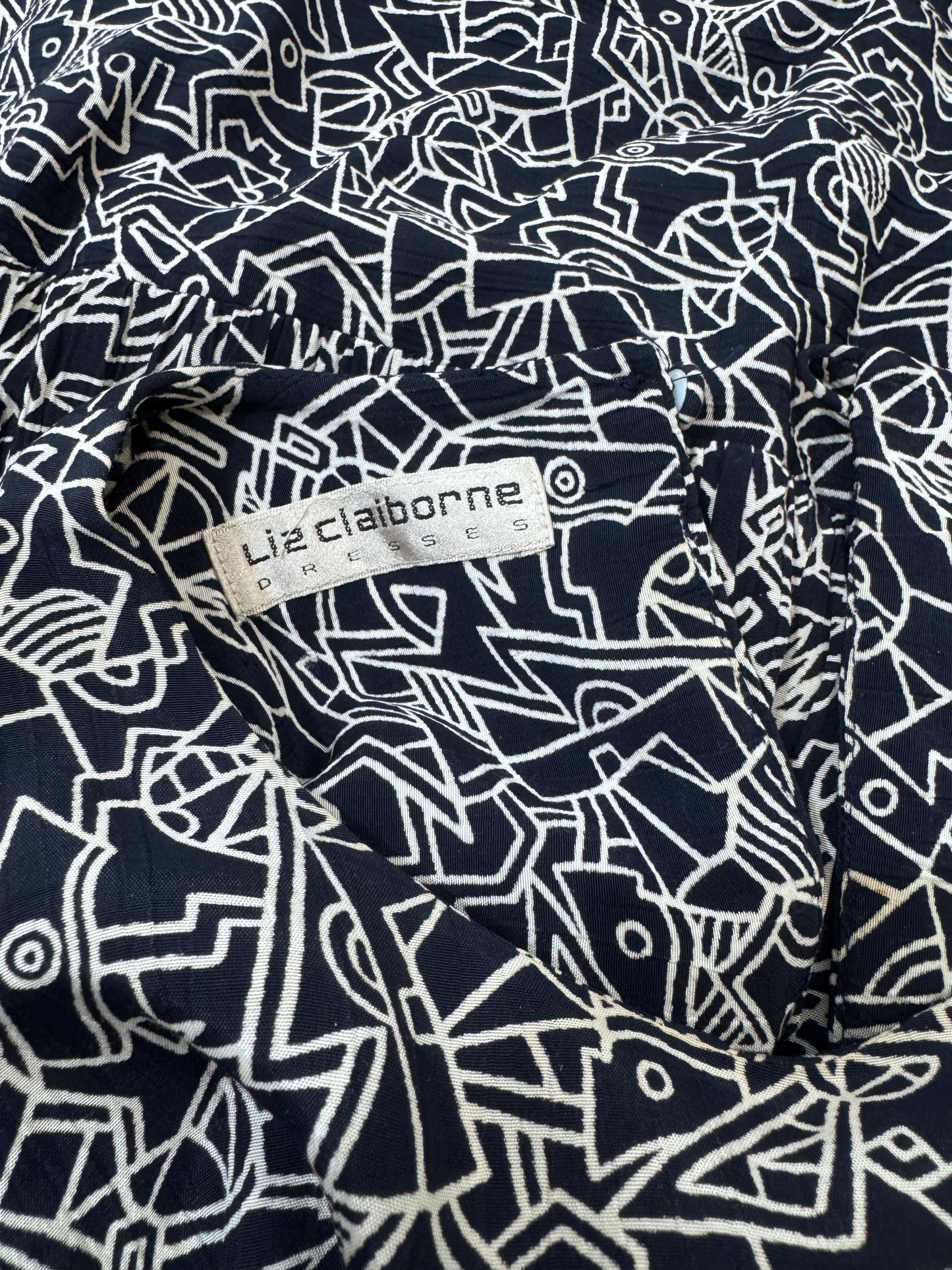 '80s Liz Clairborne Drop Waist Abstract Print Dress - DEF.
