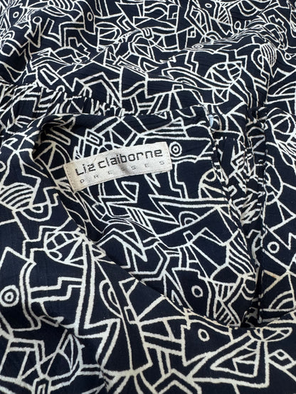 '80s Liz Clairborne Drop Waist Abstract Print Dress - DEF.