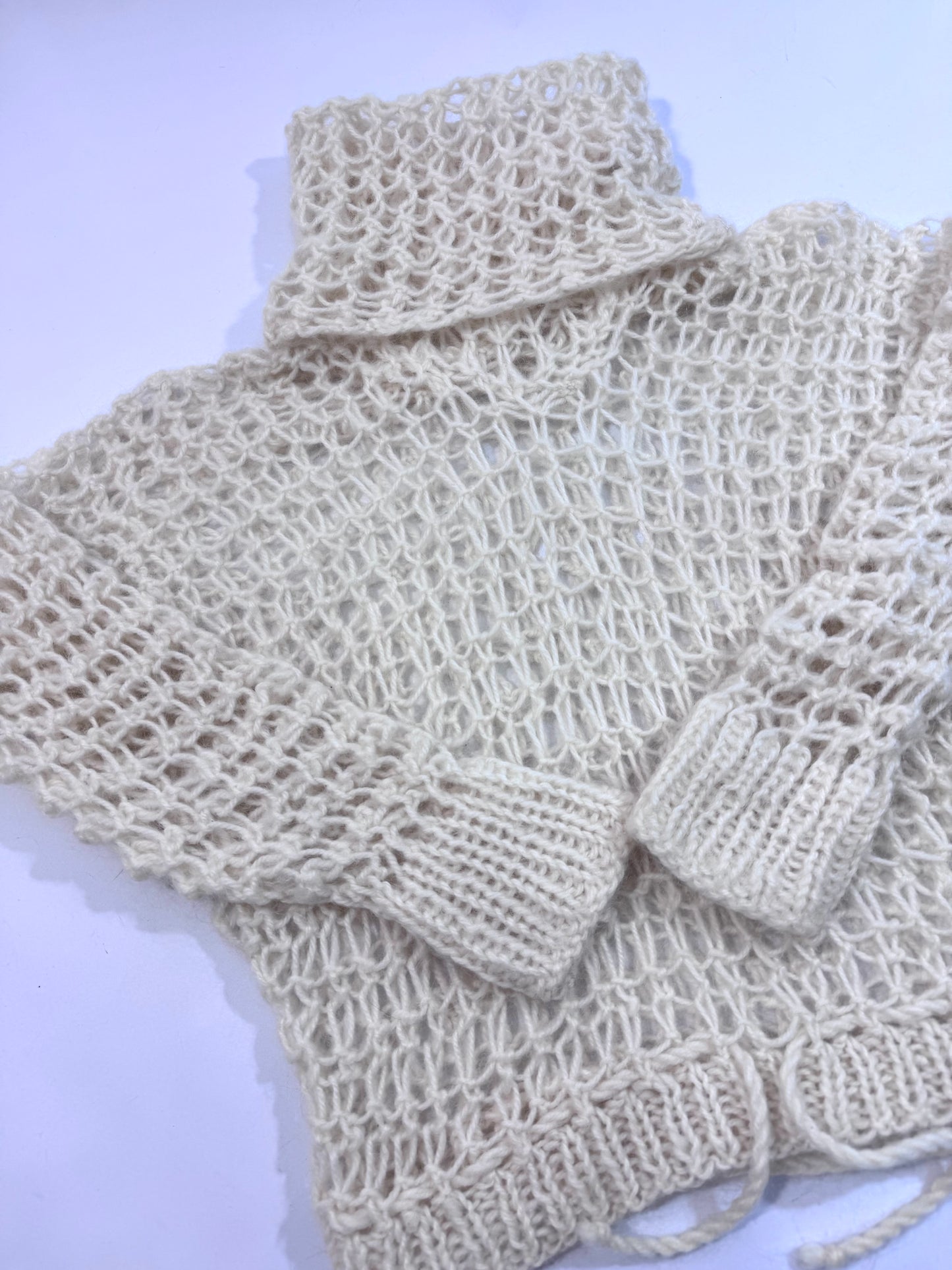 Vintage Handmade Mohair Blend Open Knit Pullover
