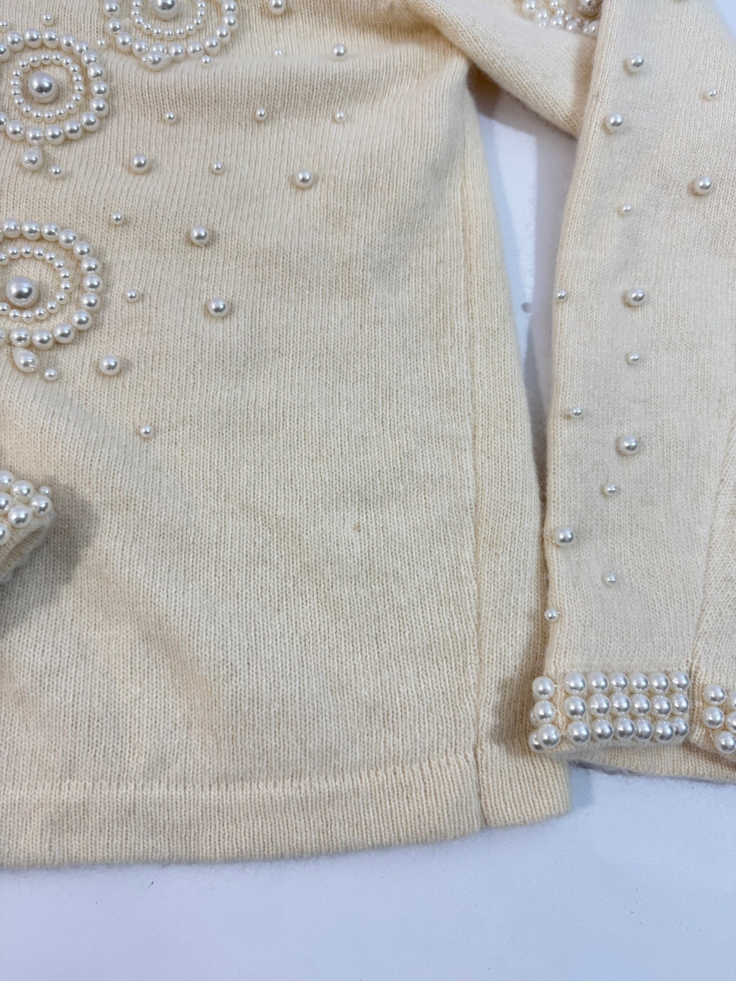 Vintage Pearl Embellished Angora Cardigan