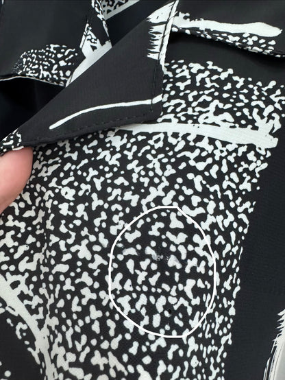 ‘90s Vintage Silk Blend Black and White Chemisier Dress